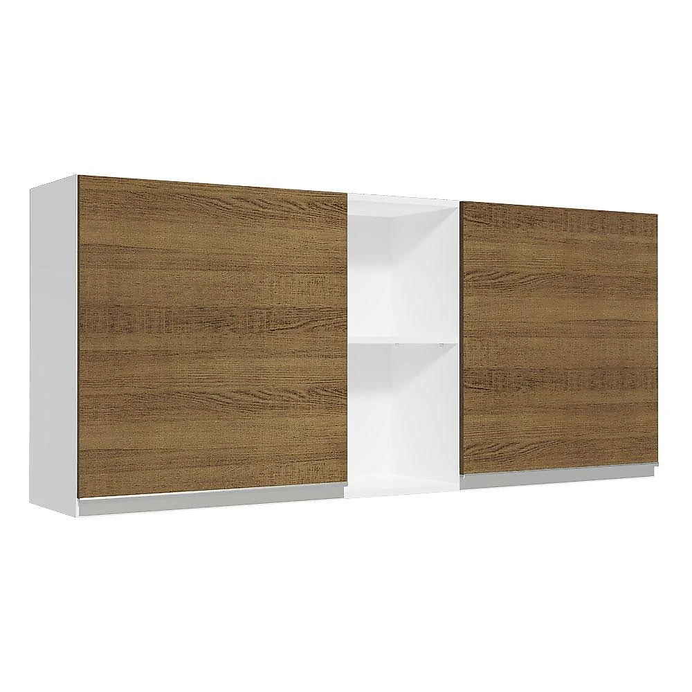 Armário de cozinha aéreo 150 cm 2 portas e 2 nichos branco/rustic glamy madesa
