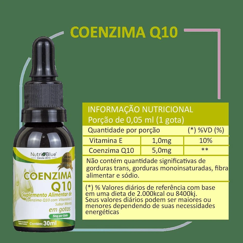 Miniatura Kit 5 Coenzima Q10 Em Gotas - Nutriblue - 5Mg Por Gota