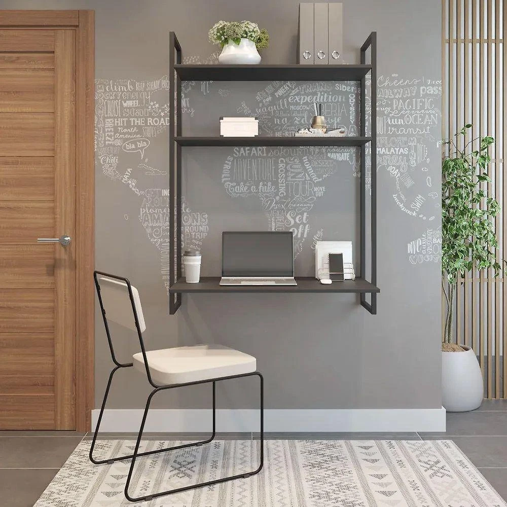 Miniatura Escrivaninha Suspensa Estilo Industrial Tokyo - Fit Mobel Cor Preto