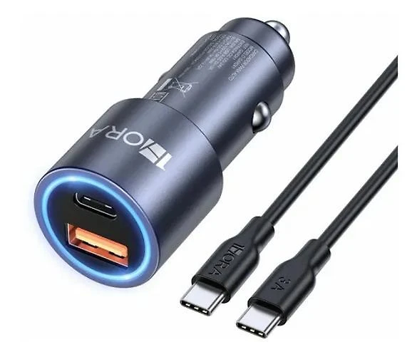 Miniatura Carregador De Carro 38W Pd 20W E Qc 3.0 18W - Cabo Cinza Cor