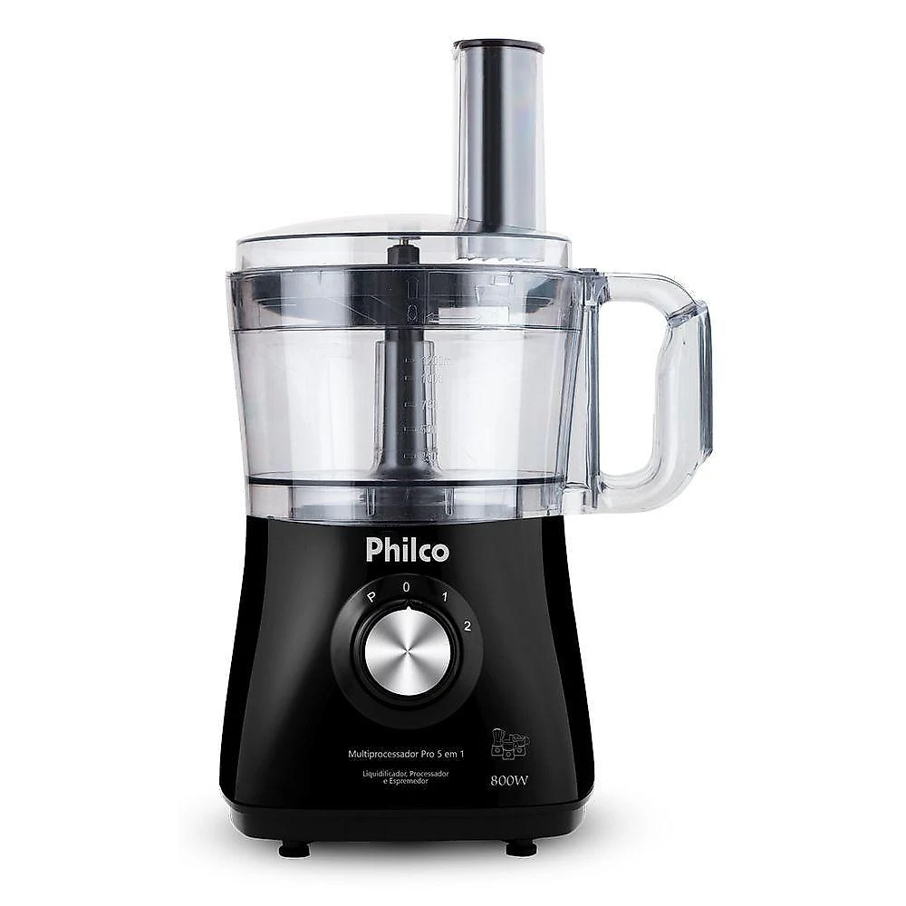 Multiprocessador Philco Pro 5 em 1 800W Inox Trava de Segurança Preto 110V