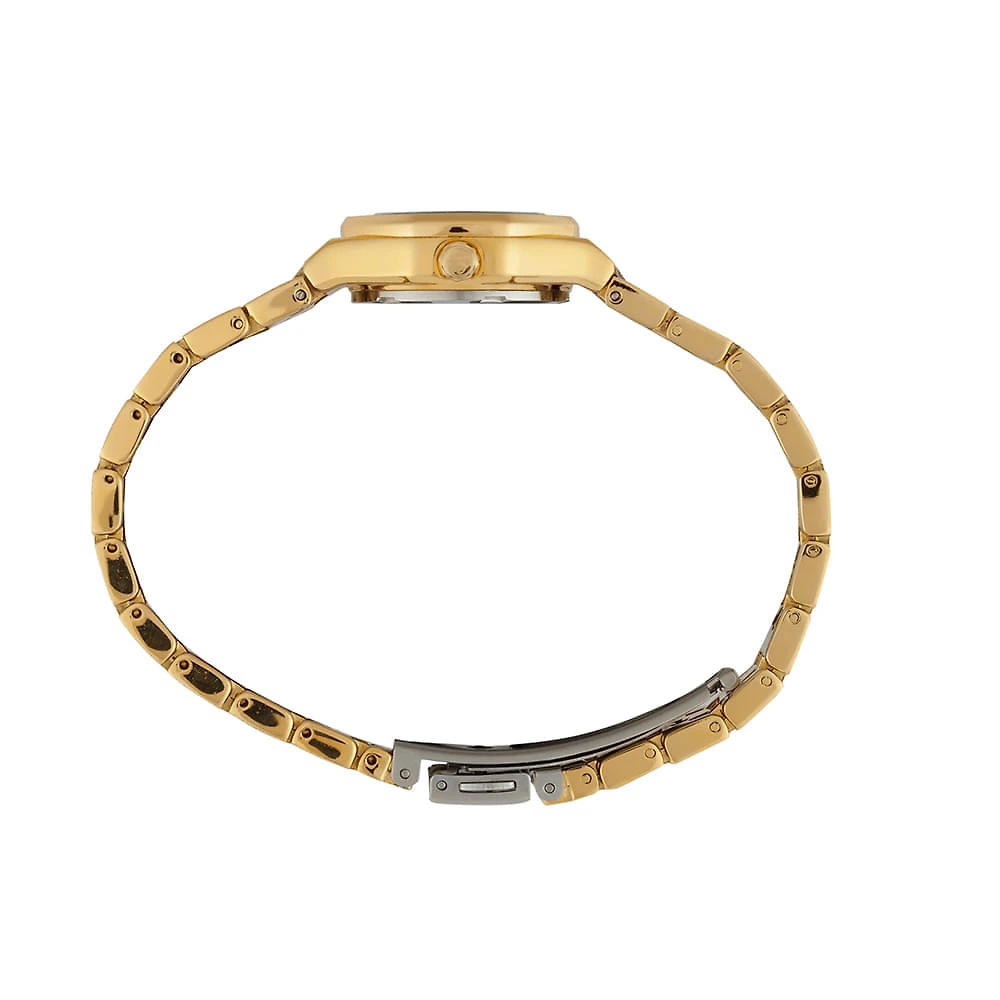 Miniatura Relógio Feminino Analógico Textura Dourado