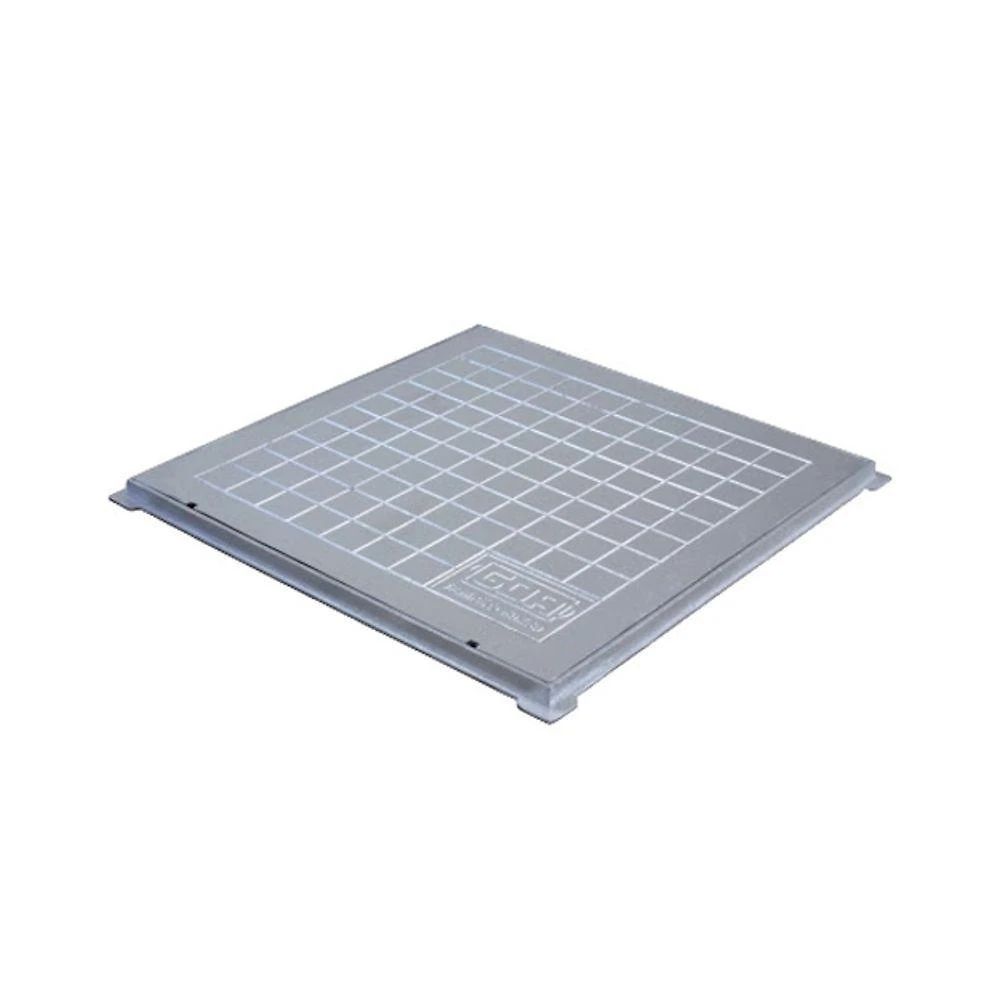 Tampa Tampão Chão Alumínio Fundido Quadrado Simples 20x20cm Prata GDA Industria e Distribuidora