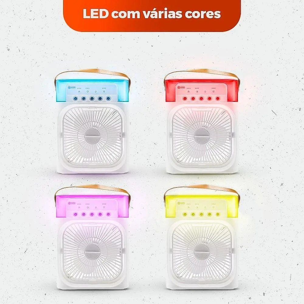 Climatizador Portátil Umidificador HW 25cm 3 Pás 3 Velocidades Preto 220V