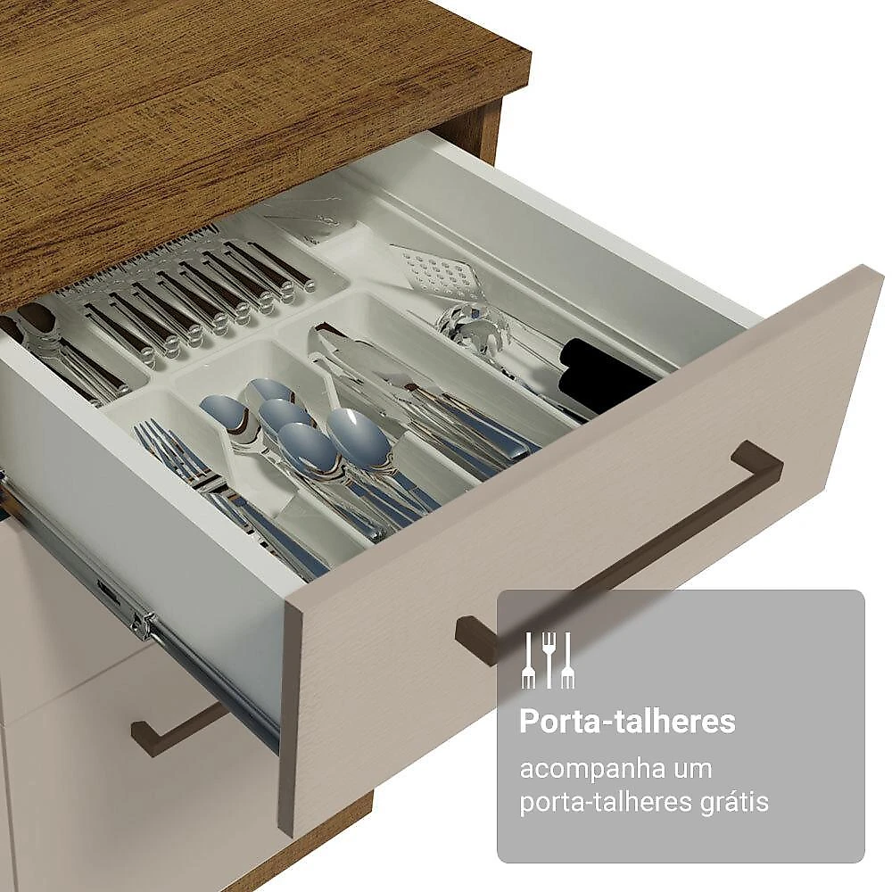 Armário de cozinha compacta 190cm com cristaleira rustic/crema agata madesa 01