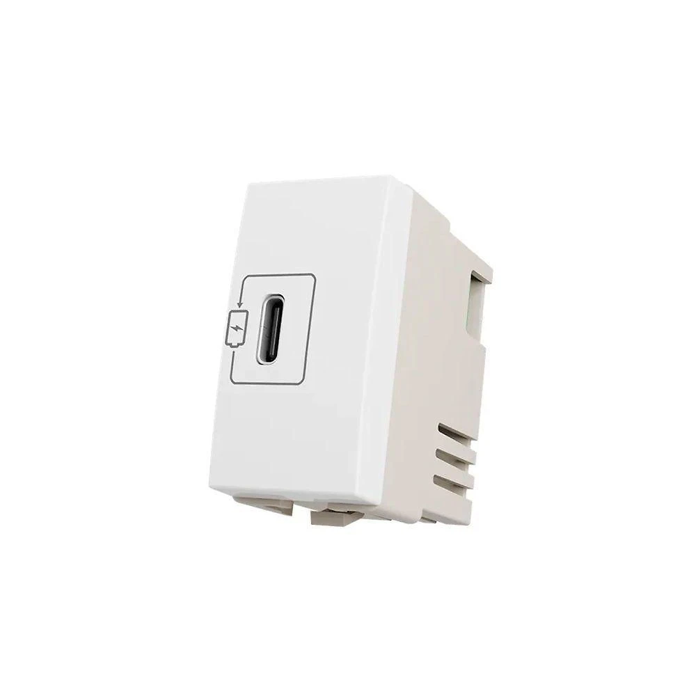 Módulo Tomada USB Clean com Carregador USB-C 2A 10W Branco Margirius