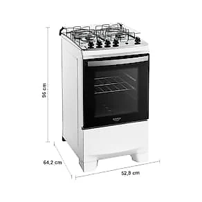 Fogão 4 Bocas Dako Supreme com Mesa em Inox e Acendimento Automático Branco – Bivolt