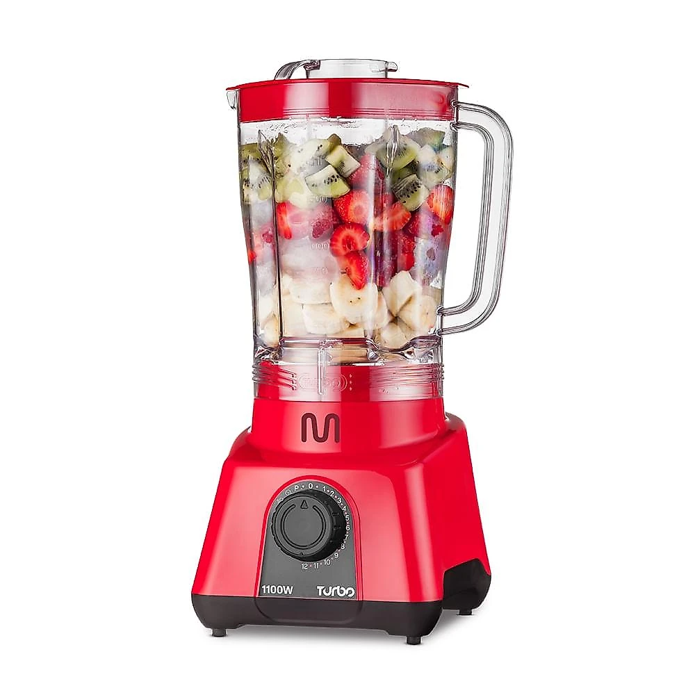 Liquidificador 2,6l turbo vermelho 1100w-127v c/ 12 velocidades multi home - lq1103 vermelho