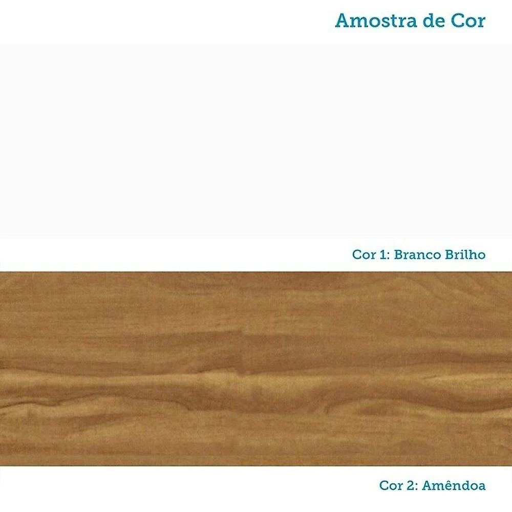 Quarto de Bebê Completo Berço Minicama Guarda-roupa 4 Portas e Cômoda 100% Mdf Nina Espresso Móveis Branco Brilho/Amêndoa