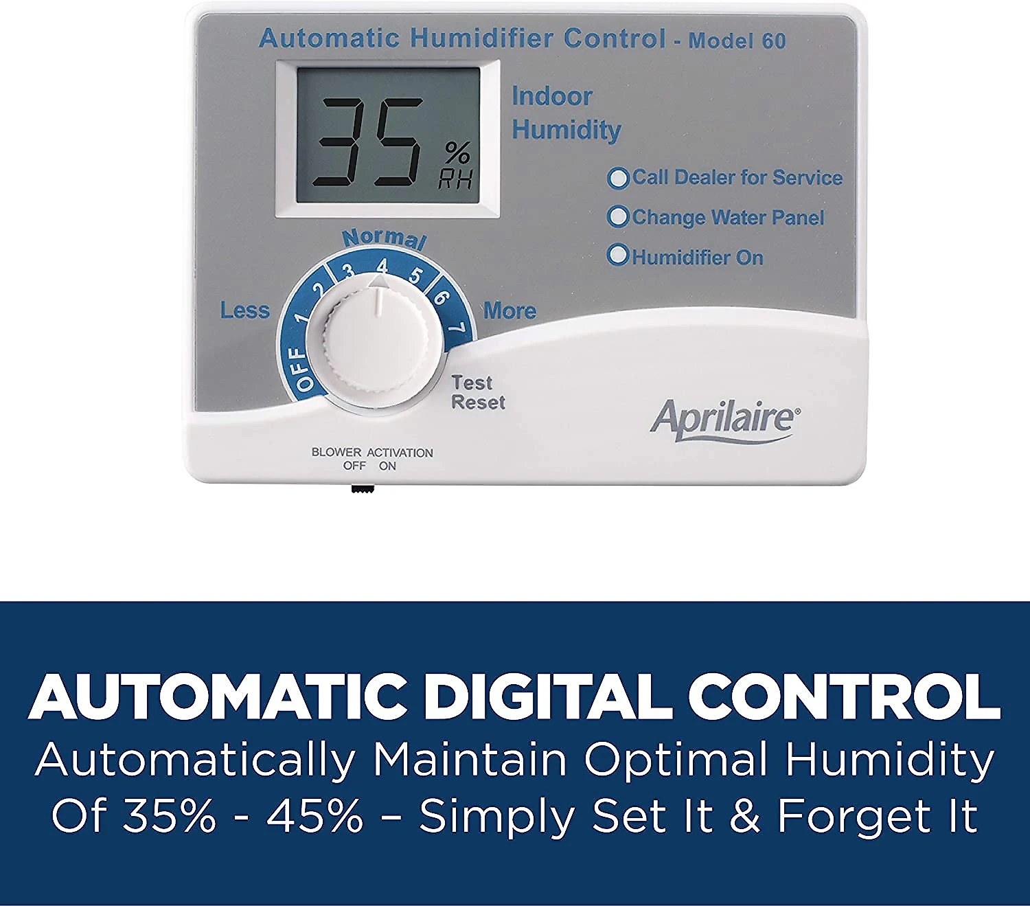 Aprilaire 700 Umidificador/Evaporador Elétrico, embutido, 68 L, alcance de 4.200 m², automático, branco.