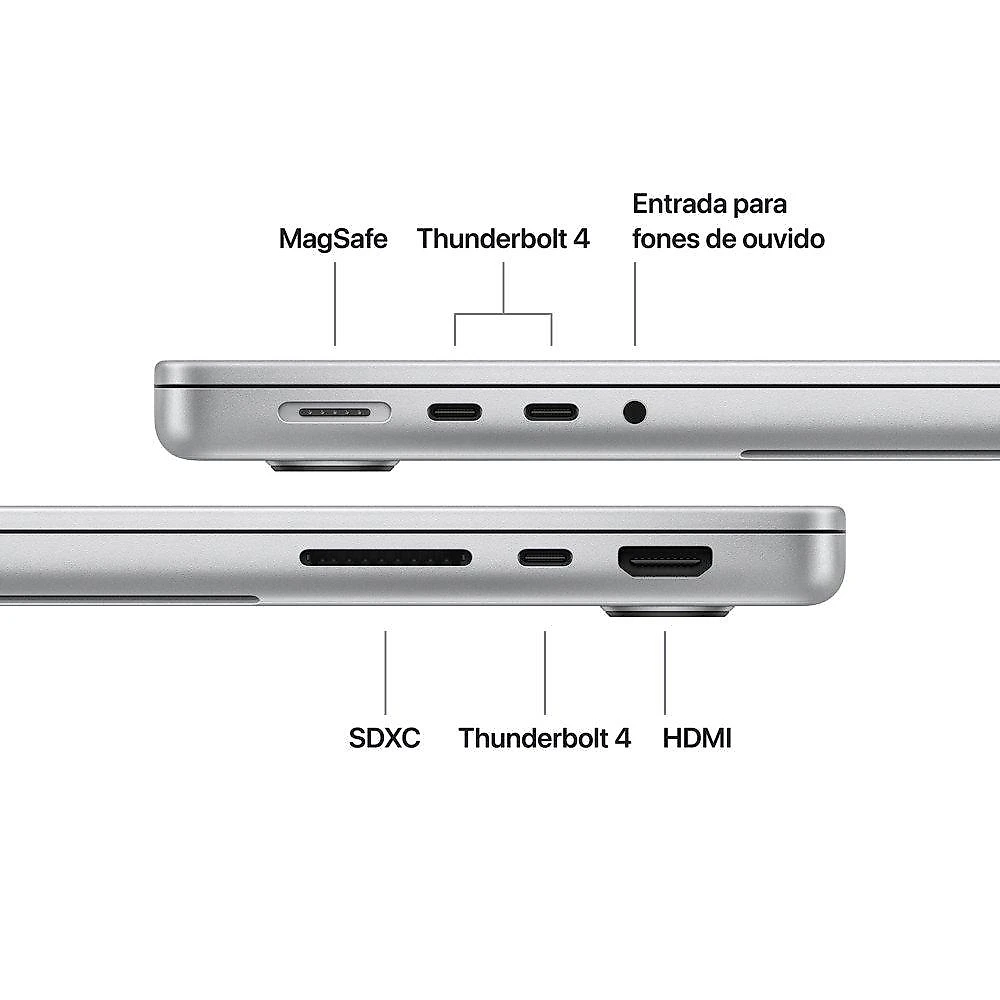 MacBook Pro de 14", M5, CPU de 10 núcleos, GPU de 10 núcleos, 16GB RAM, SSD 1TB, Prateado - MDE54BZ/A