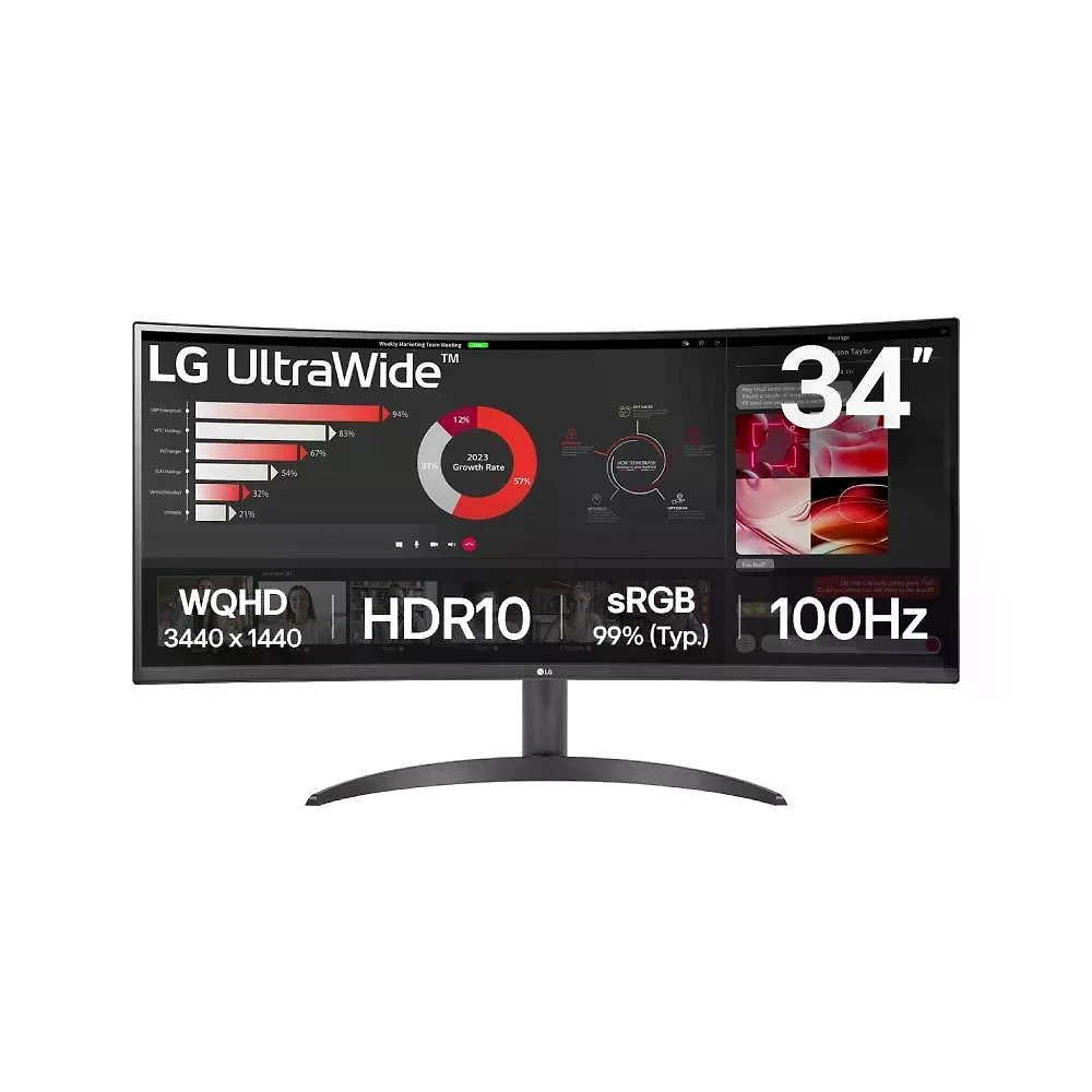 MONITOR LG UW CURVO 34” 100HZ 34WR50QK-B