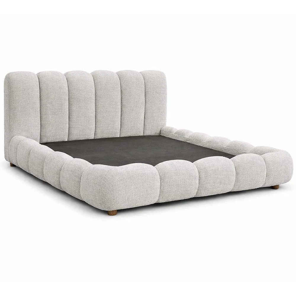 Cama Japonesa King Nuvem com Cabeceira Estofada em Linho Cinza Claro Sallar Home
