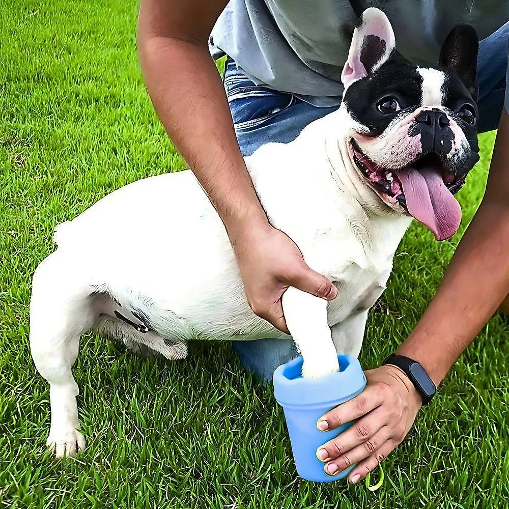 Limpador de Pata para Pets Utibom Azul Portátil em Plástico com Cerdas Internas para Cães e Gatos