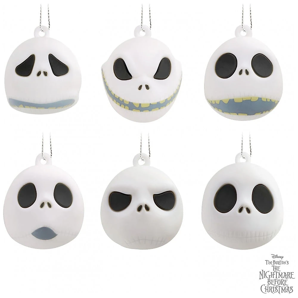 Conjunto de 6 Mini Enfeites Hallmark Keepsake Disney Tim Burton O Estranho Mundo de Jack- Plástico Resistente, 3,2x5,7x3,8 cm cada