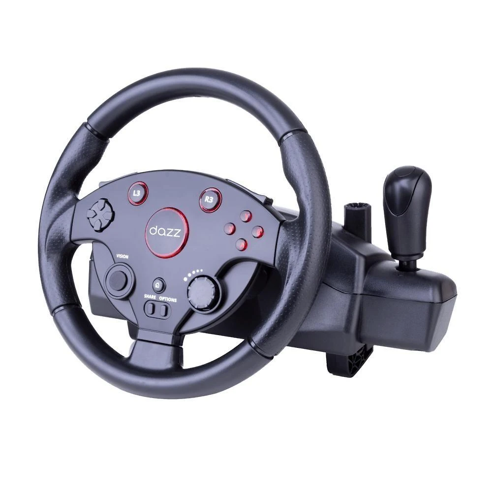 Volante com Pedal Force Driving Dazz 62000152 com Fio USB Preto