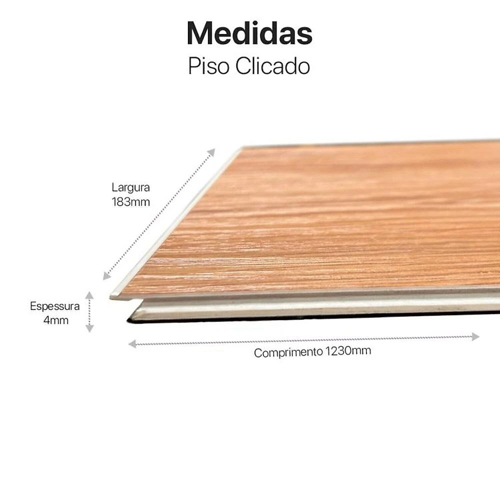 Kit 22,5m² Piso Vinílico Clicado 5mm 18,3cm X 1,23m Danúbio Marrom