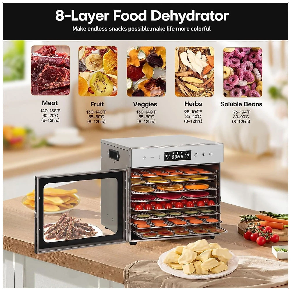 Desidratador de Alimentos Panana, Desidratadores para Carne Seca, Desidratador em Aço Inoxidável para Frutas, Vegetais, Ervas, Cogumelos, Petiscos par Desidratador de Alimentos Panana, Desidratadores para Carne Seca, Desidratador em Aço Inoxidável para Frutas, Vegetais, Ervas, Cogumelos