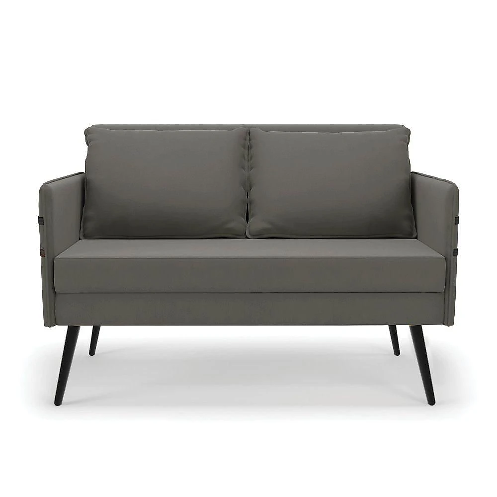 Namoradeira 02 Lugares Mari Suede De Ferro Grafite