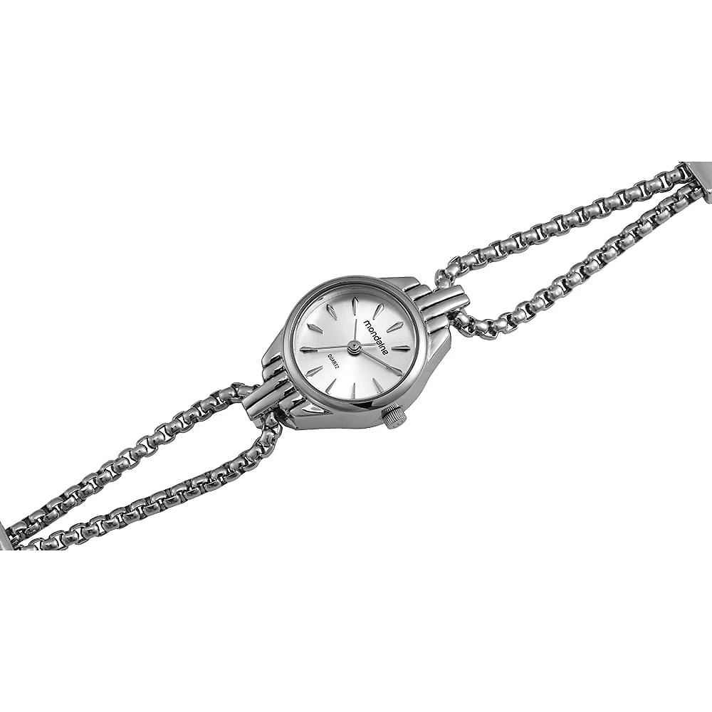 Miniatura Relógio Feminino Mondaine Prata Aço Redondo Delicado 20mm