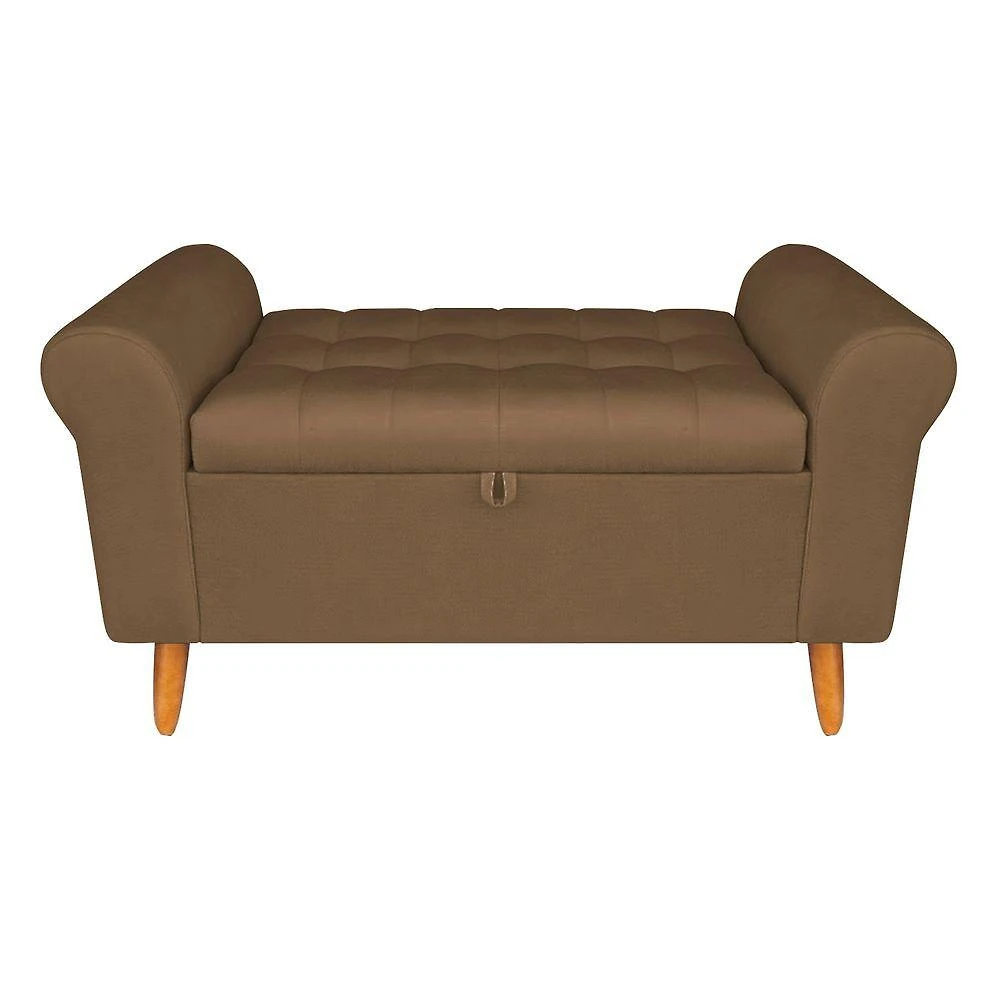 Recamier Bau Rio 160CM Suede Estrutura Madeira Marrom Inova Decor