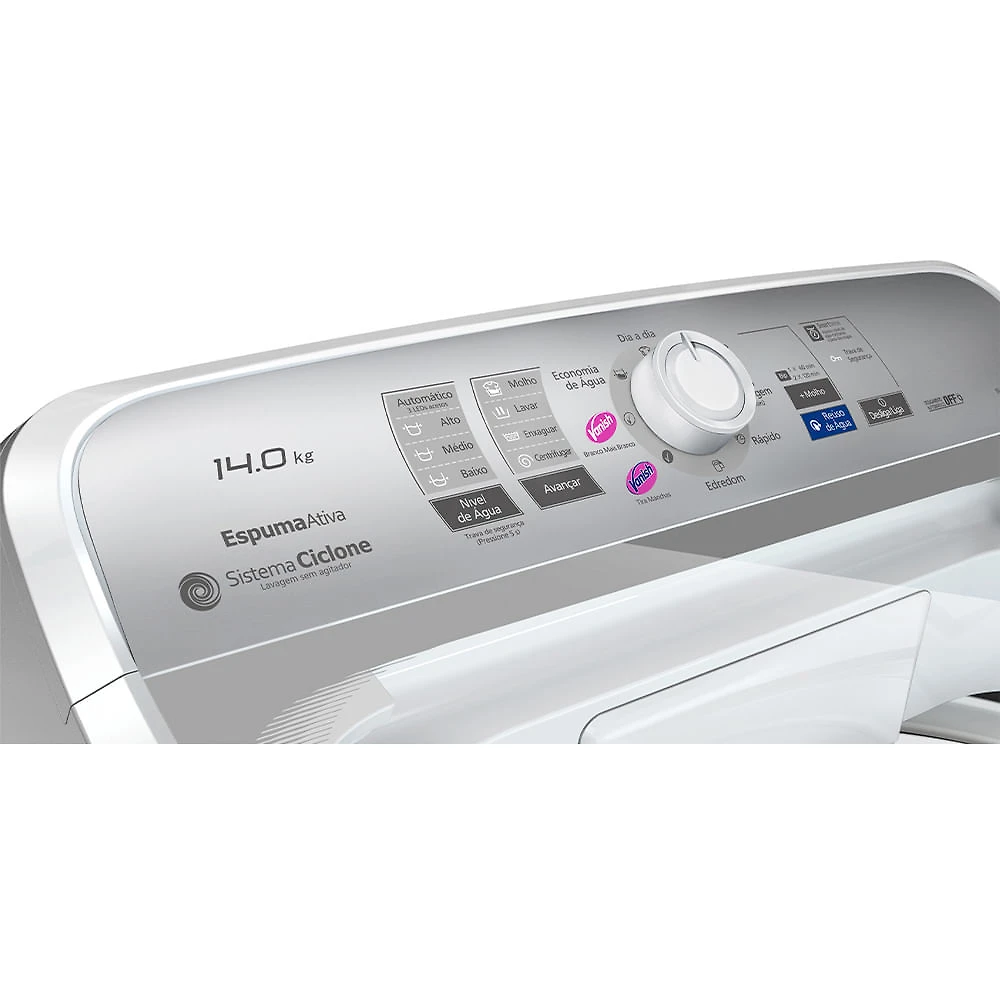 Miniatura Máquina de Lavar Panasonic função Vanish Branco mais Branco 14kg Branca - NA-F140B1W 110v