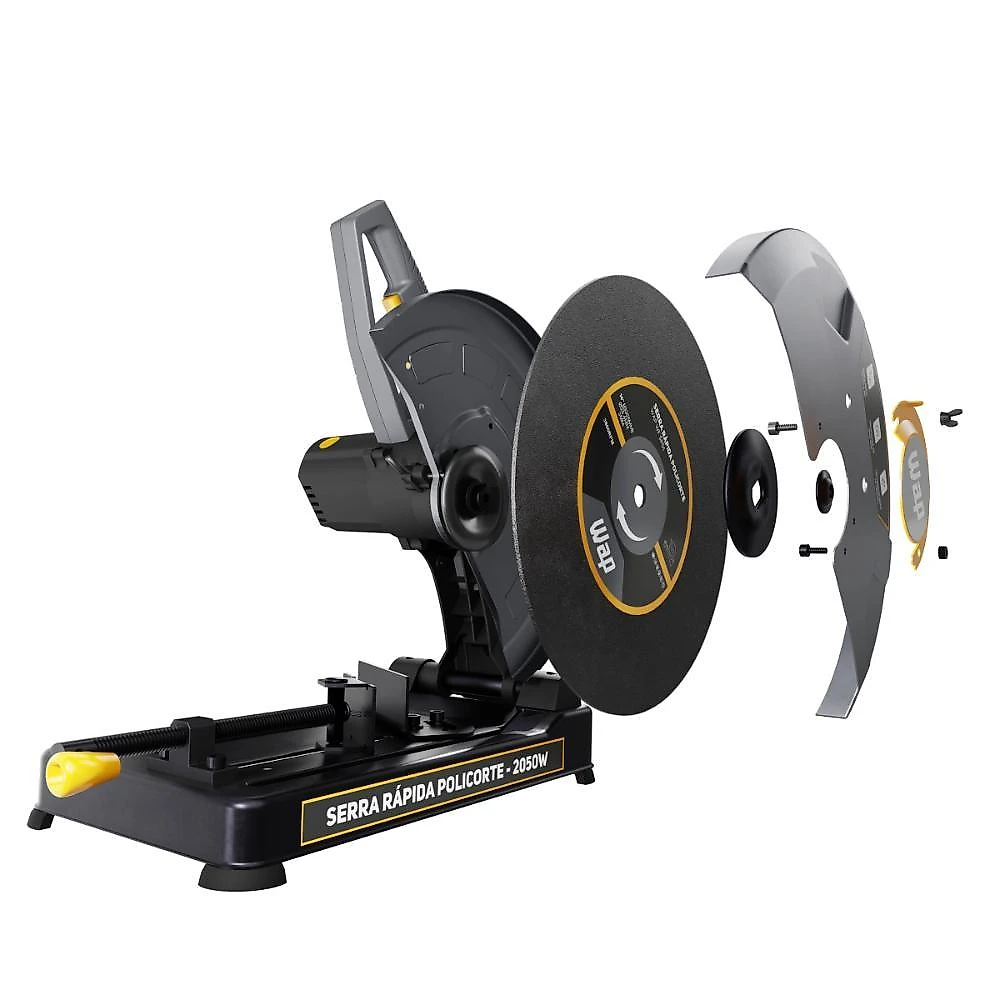 Serra rápida policorte de bancada profissional 2050w disco 355mm 14" para cortar ferro metal e aço wap wf sp01 220v
