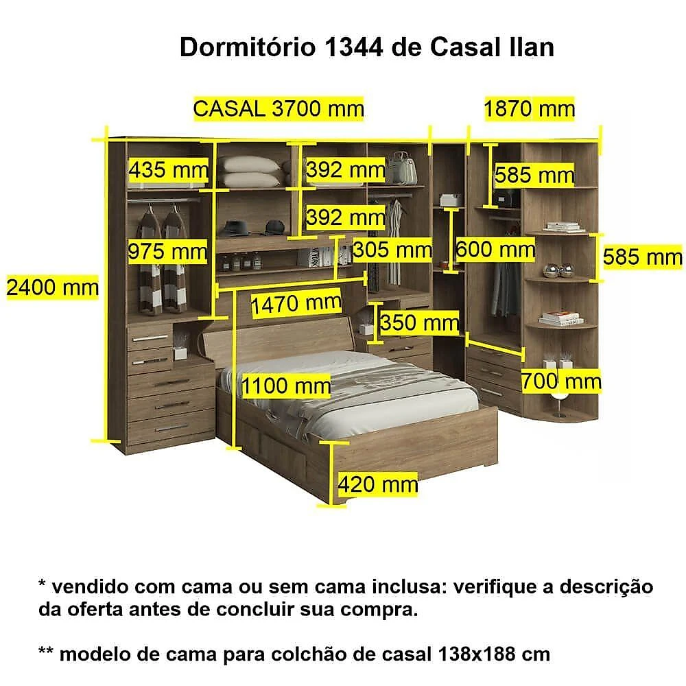 Dormitório De Casal Sem Cama 1344s Branco