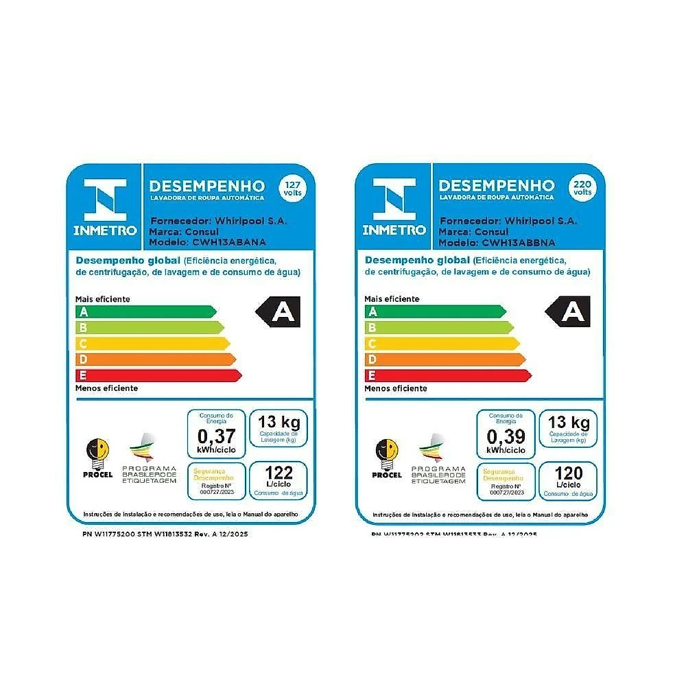 Máquina de Lavar Automática Consul CWH13ABANA-CWH13ABBNA 13kg Superior Dosagem Econômica Branco 110V