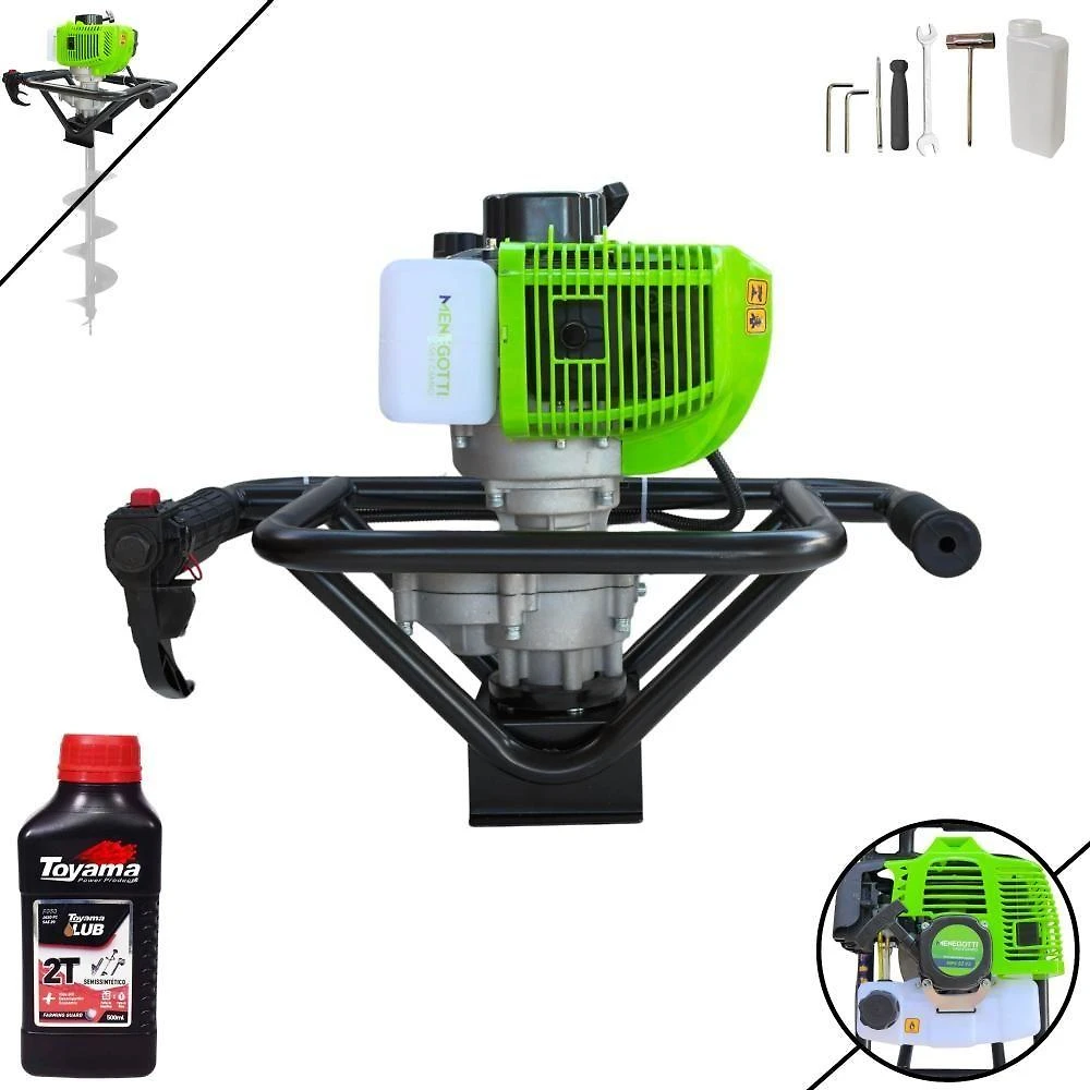 Perfurador de Solo MPS52 à Gasolina 2T 52CC 1,8HP com Óleo Toyama Laranja Menegotti
