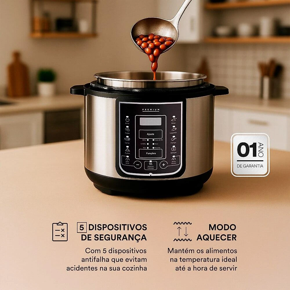 Panela de Pressão Elétrica 3 Litros EOS Multicooker Digital Inox EPP30DI 110V