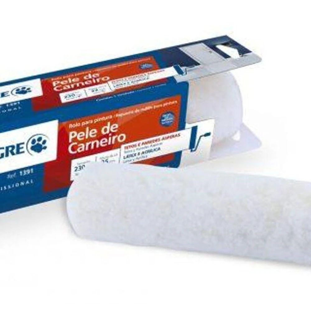 Rolo de Pintura Rolo de Lã de Carneiro Premium Uso em Superfícies Rugosas 23cm Tigre