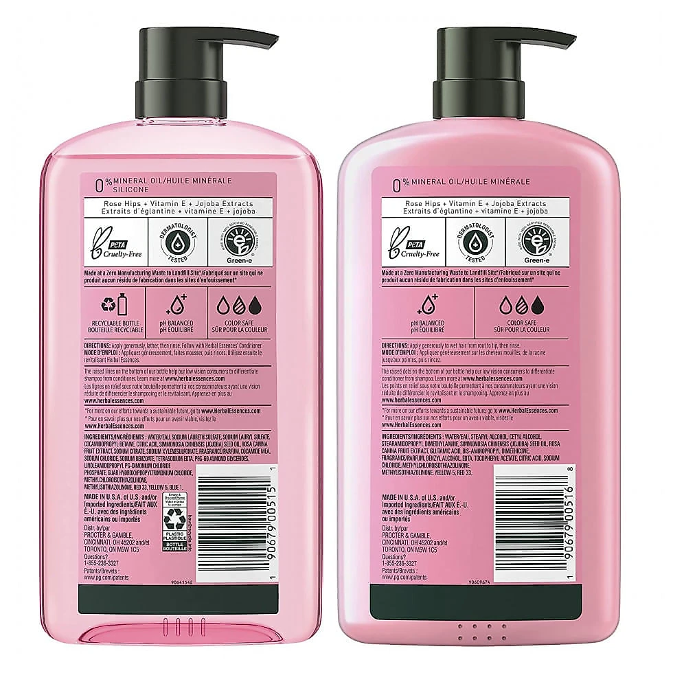 Herbal Essences Shampoo and Conditioner Vitamin E Rose Hips and Jojoba Extract Smooth Collection Bundle