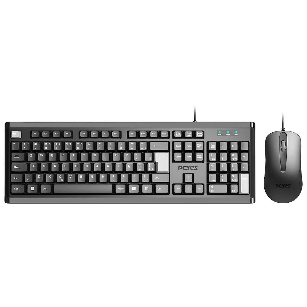 Combo Teclado e Mouse USB Pcyes Classic Preto com Fio