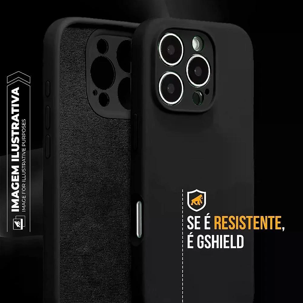 Capa para Celular Gshield Silicon Premium Iphone 17 Pro Proteção Contra Impactos Silicone Preto 1
