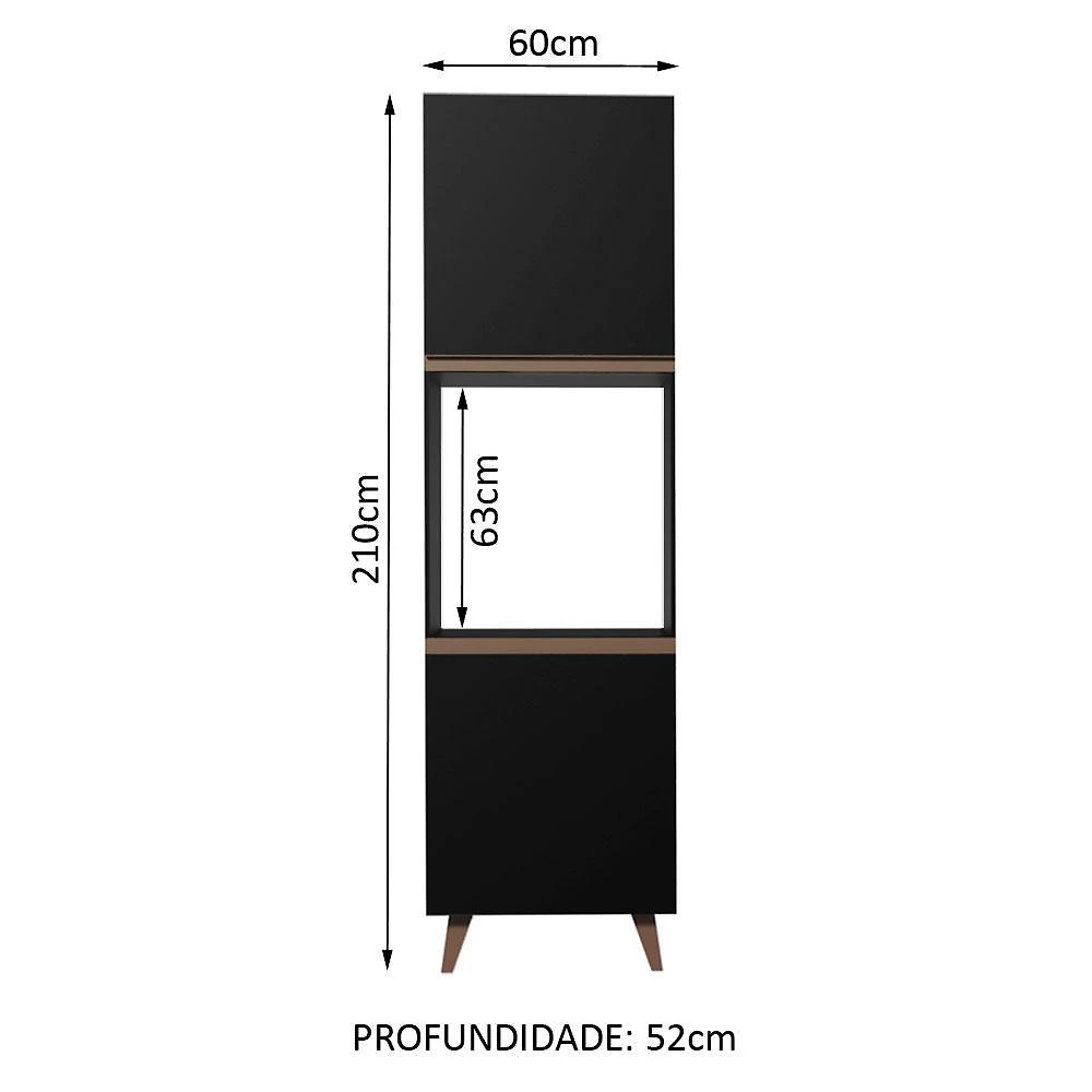 Torre-quente armário de cozinha 60 cm 2 portas preto reims madesa