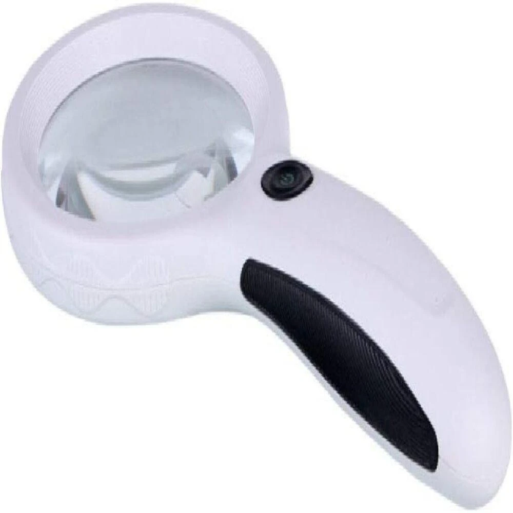 Lupa de Mão Mini com LED Branco e Luz UV para Leitura e Inspeção Profissional 90mm