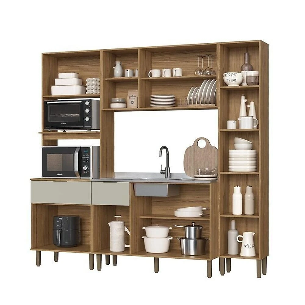 Cozinha Modulada 4 Peças com Paneleiro Florença Naturalle/Sabbia