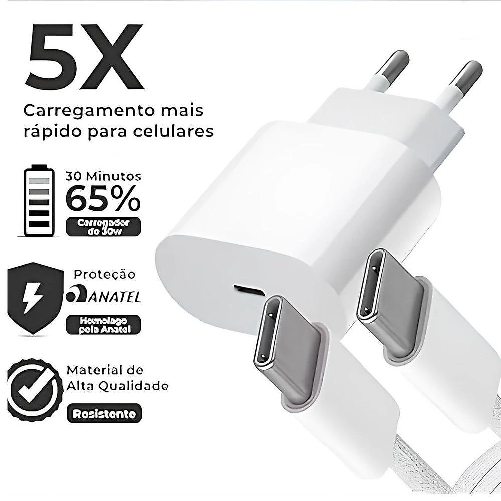 Carregador Turbo Branco Compatível Com Samsung A20