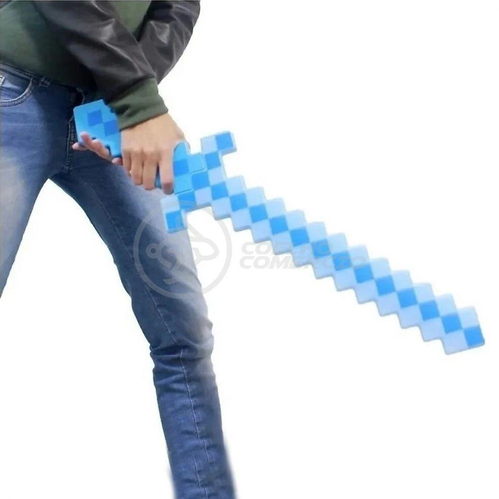 Brinquedo Espada Pixel Minecraft 58cm A Pilha Azul