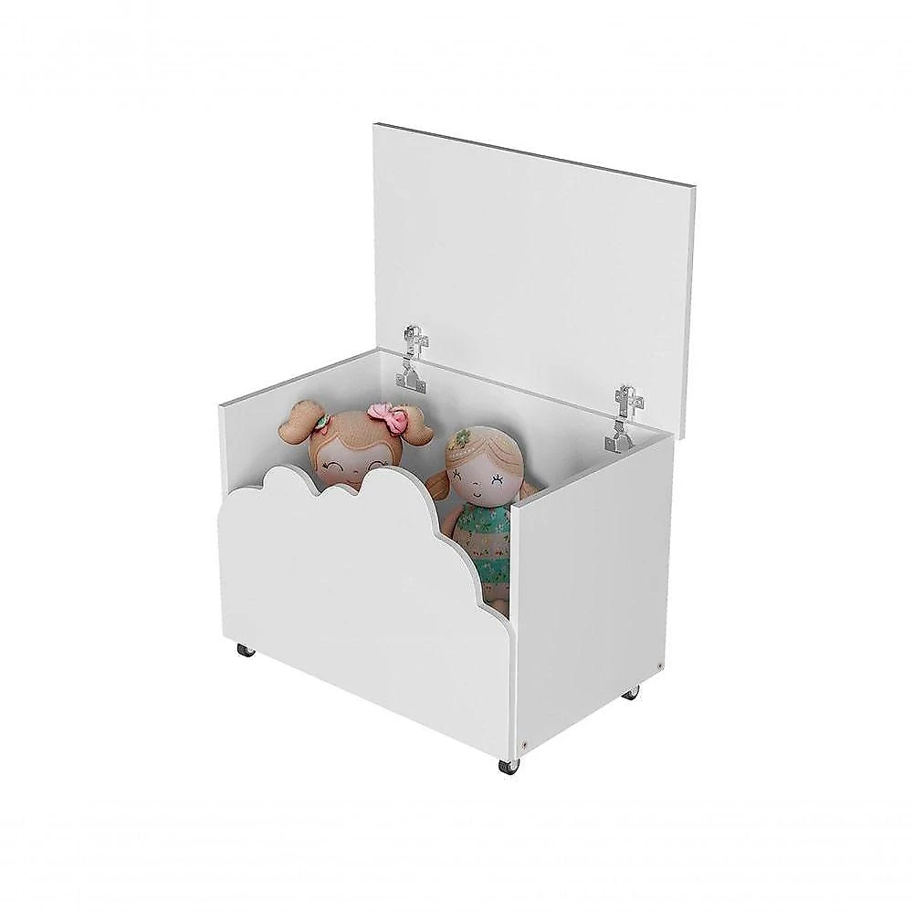 Baú de Brinquedos Nuvem Alegria em MDF com 2 Luminárias Branco Divaloto Móveis