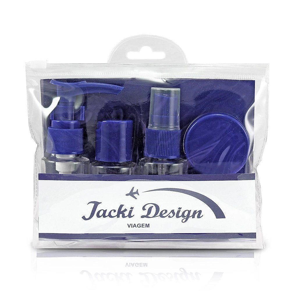 2 Kit De Frascos P/ Viagem De 7 Peças - Jacki Design Preto / Azul