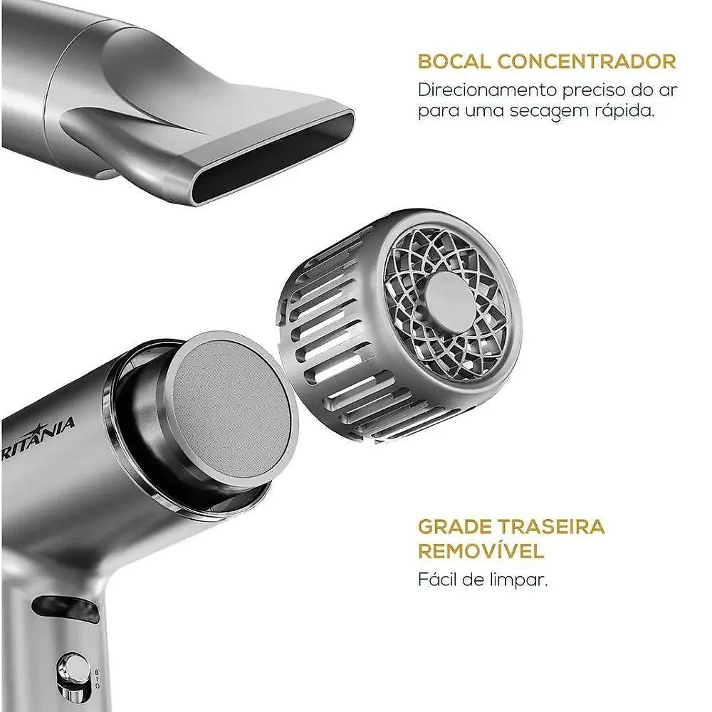 Secador de Cabelos BSC3400 1600W Motor BLDC 3 Temperaturas Britânia 110V