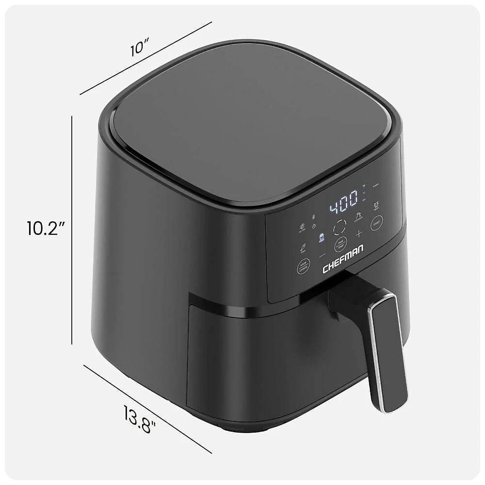 Fritadeira Elétrica Air Fryer 3,7L com 4 Predefinições, 110V 1500W, Chefman, Preta 110v