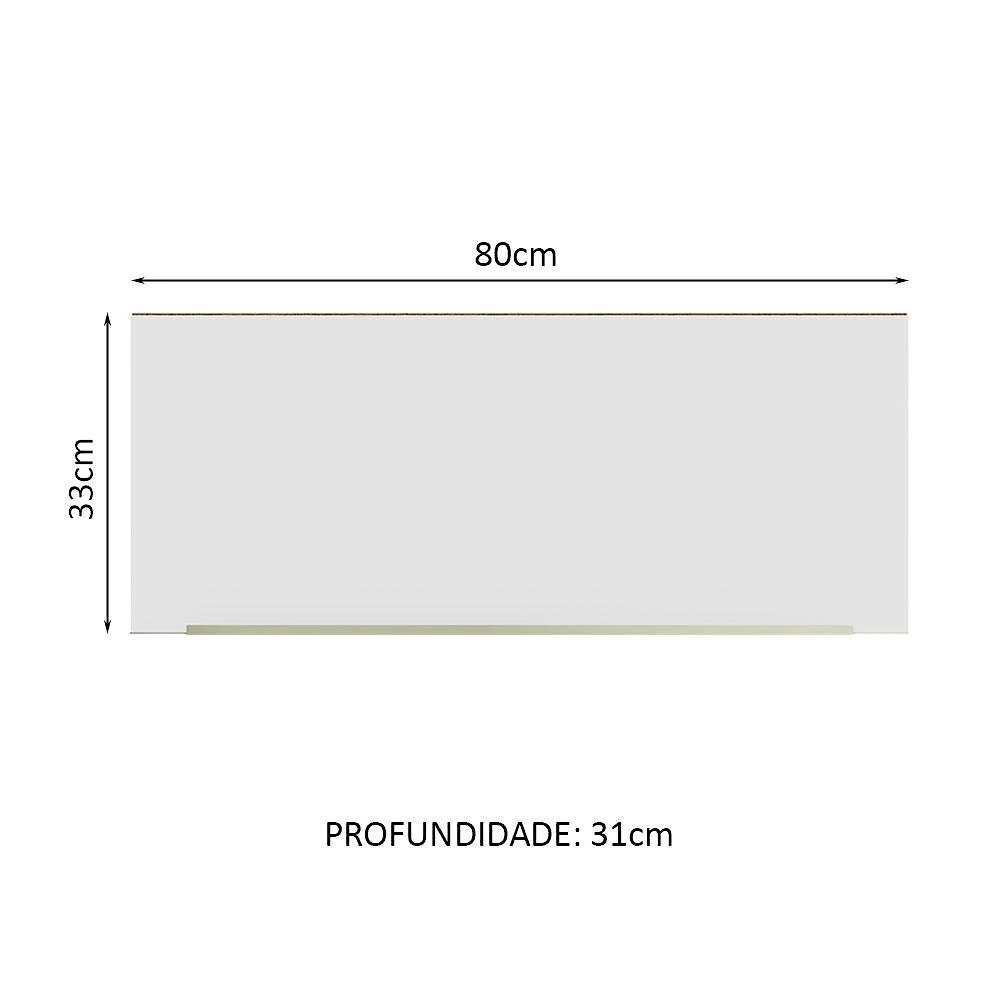 Armário aéreo madesa lux 80 cm 1 porta basculante - rustic/branco veludo