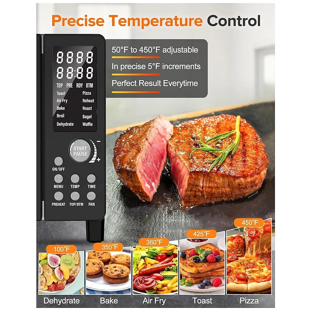 Forno Elétrico Air Fryer Nuwave Bravo Pro Smart Air Fryer 21L, 12 Funções, Convecção Rápida, 1800W, Temperatura 10°C–232°C, Painel Touch, Inox Preto