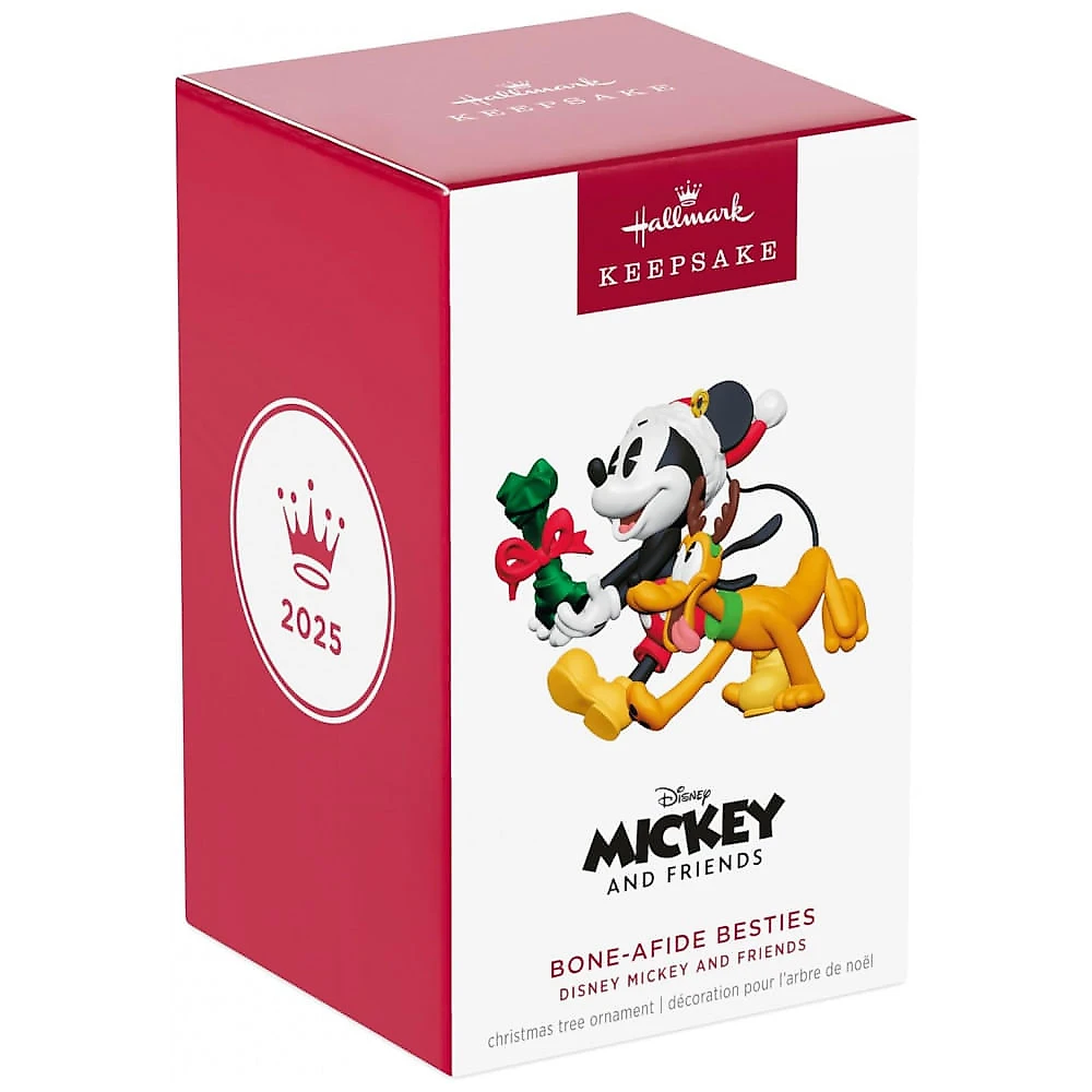Enfeite Natalino Hallmark Keepsake 2025 Disney Mickey e Amigos Bone-afide Besties, Plástico, 6,4 x 6,4 x 7,6cm