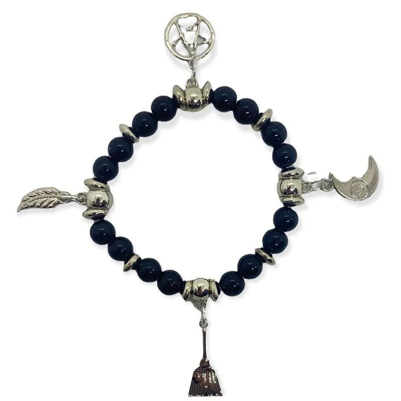 Miniatura Kit Com 3 Pulseiras Wicca Negra E Roxa