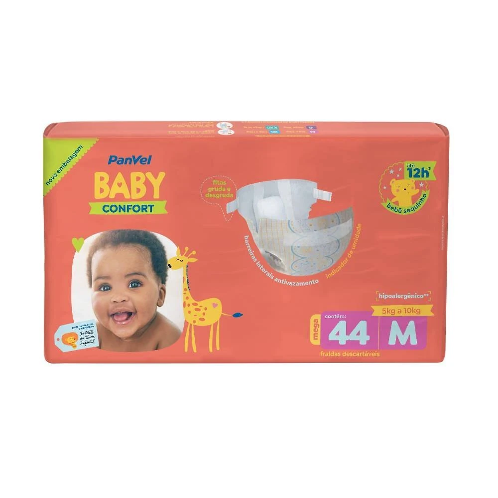 Miniatura Fralda Panvel Baby Mega M Com 44 Unidades
