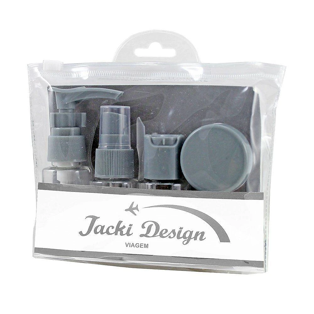 2 Kit De Frascos P/ Viagem De 7 Peças - Jacki Design Vinho / Cinza